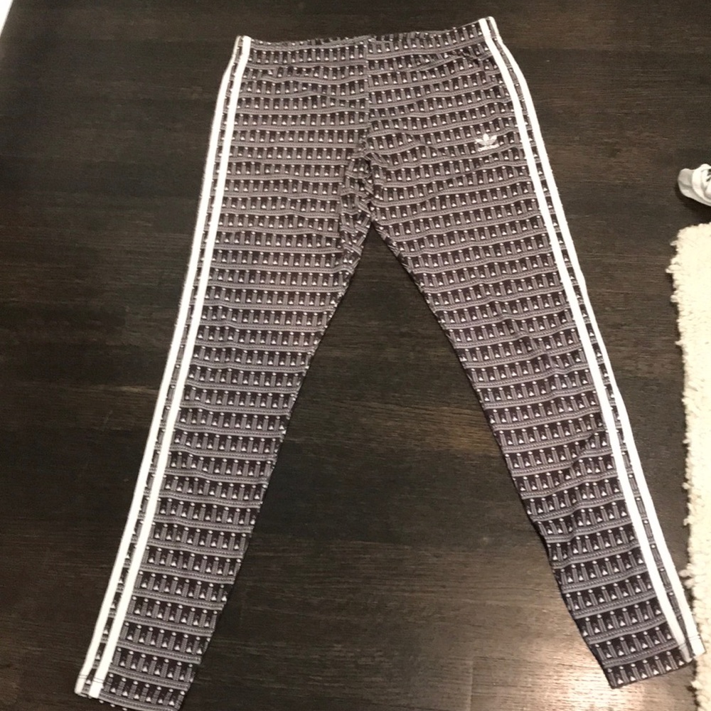 Adidas three stripe leggings with pattern
